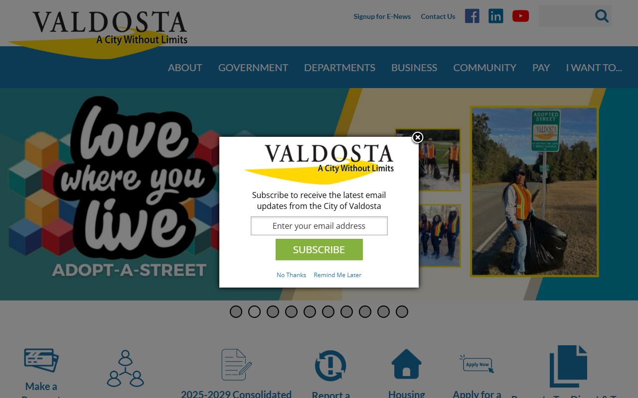 City of Valdosta government website for local services and resources