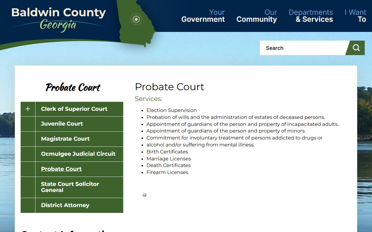 Baldwin County government probate court page for death records services