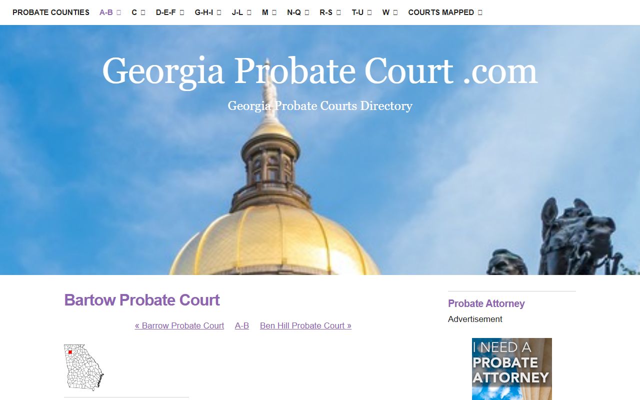 Georgia Probate Court reference page for Bartow County death records