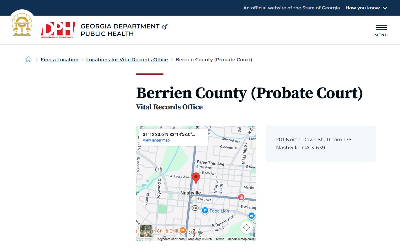 Berrien County Probate Court vital records listing for death certificates