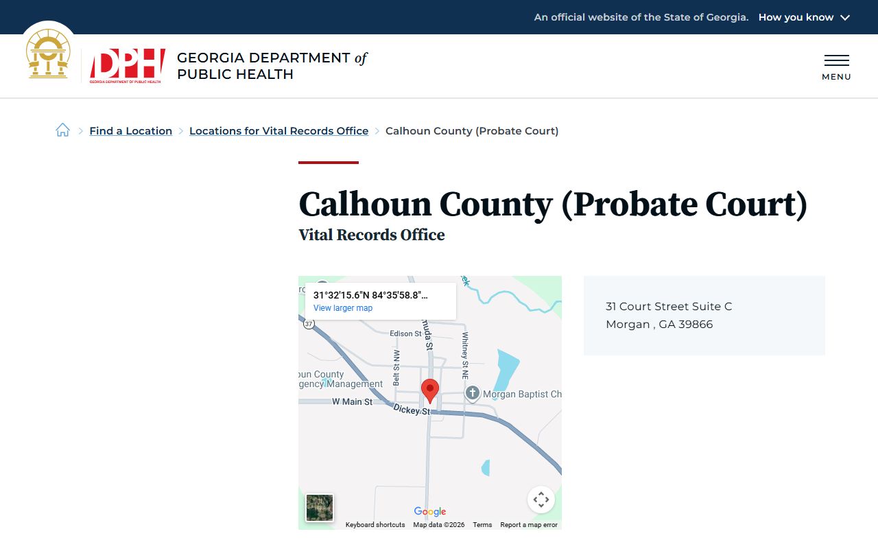 Calhoun County Probate Court vital records page for death certificates