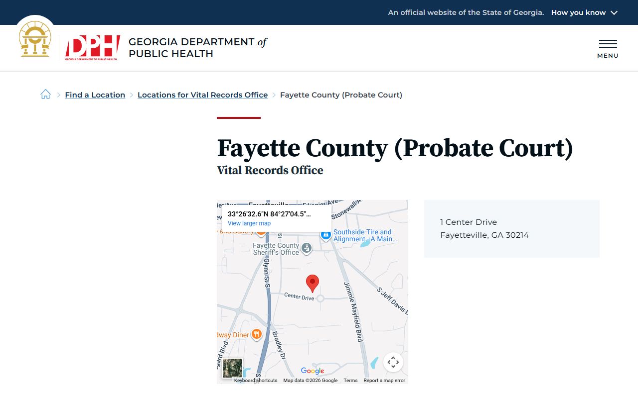 Fayette County Probate Court vital records listing for death certificates