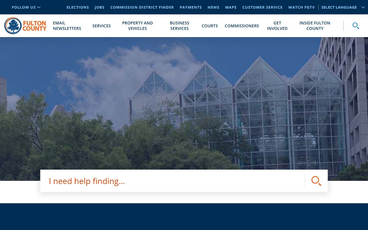 Fulton County government website with vital records and death certificate services