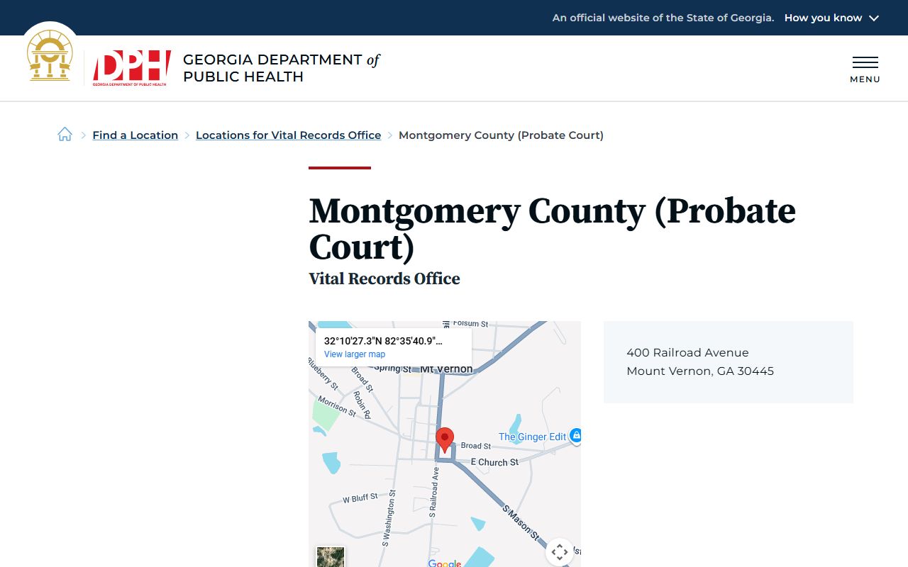 Montgomery County Probate Court vital records listing for death certificate requests