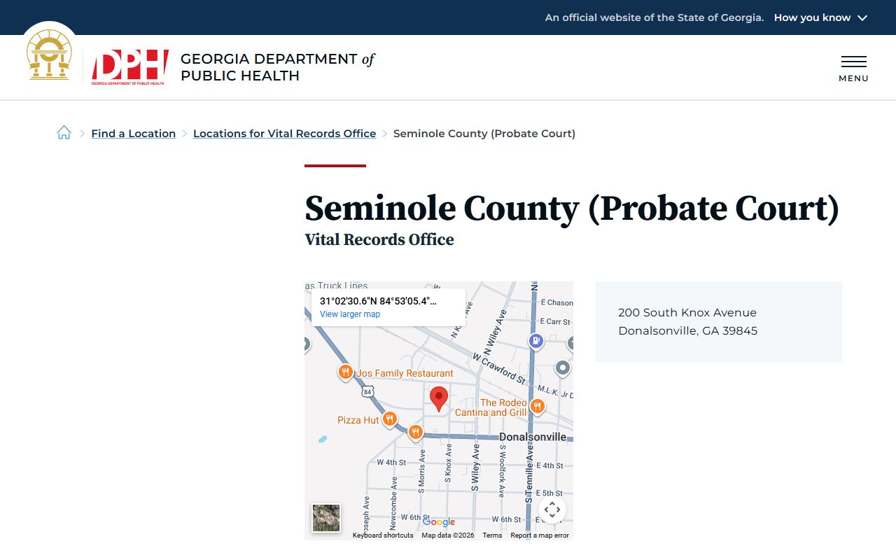 Seminole County Probate Court vital records listing for death certificate services