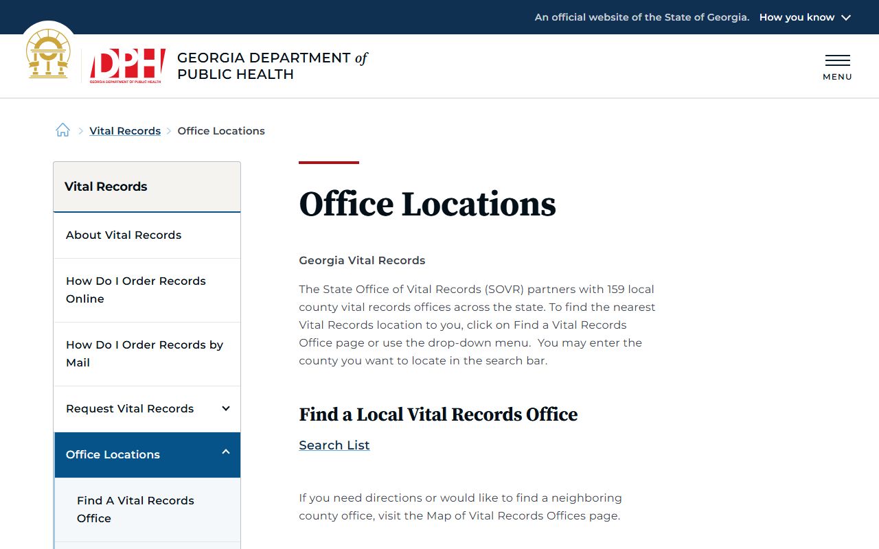 Georgia vital records registrar locations for death certificates