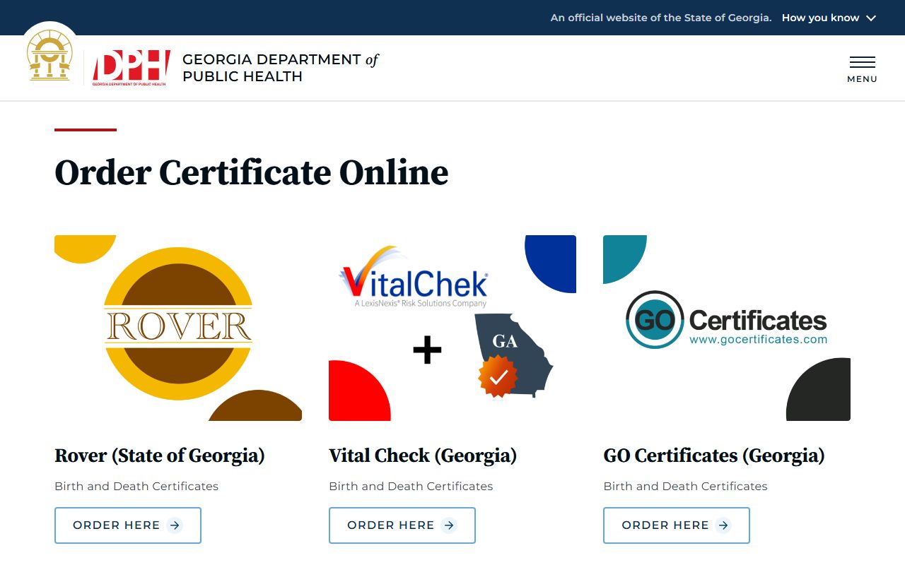 Georgia third-party online ordering options for death records